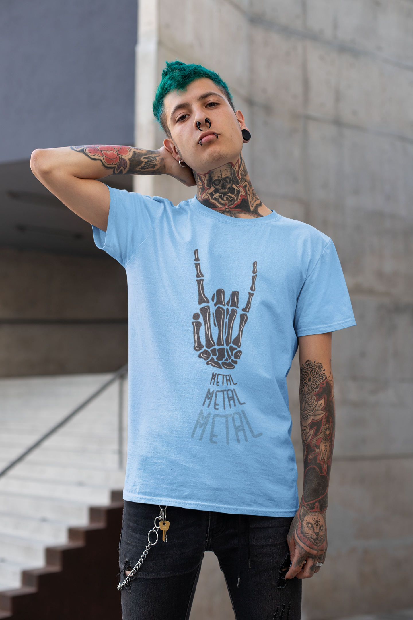 Blue skull hotsell t shirt